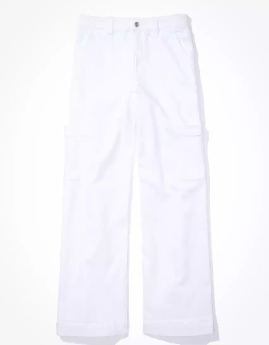 Jean American Eagle AE Stretch Super High-Waisted Cargo Baggy Larges-Leg Blanche Femme | YGI-42250049